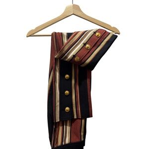 Wool Tory Burch Multicolor Striped Pants with Gold Buttons